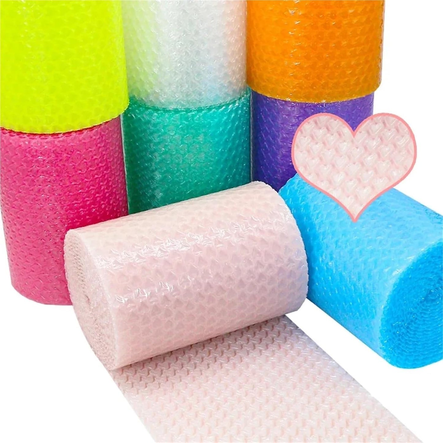 1/3rolls Pink Blue Lovely Heart Shape Bubble Wrap Shockproof Package For Gifts Box Fragile Glass Goods Pack Party Decor(Misty Pink,3rolls)