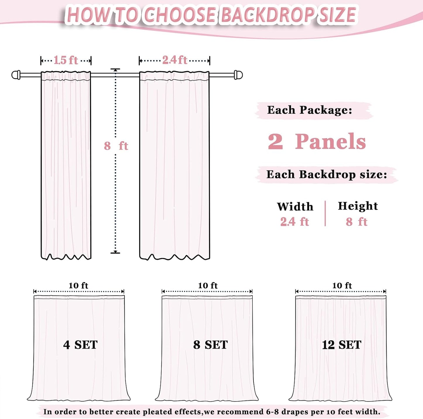 DUOBAO Peach Voile Curtains 2 Panels, 29''x96'', Rod Pocket, Living Room Drape, Sheer Chiffon Drapes for Window, Beach Curtain, Photography Backdrop