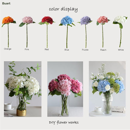 Buart 4PCS 21 inch Big Size Peach Flowers Artificial Silk Hydrangea Lifelike Dry Flowers for Outdoor Wedding, Christmas, Office, Family Party, Living Room Table Decoration