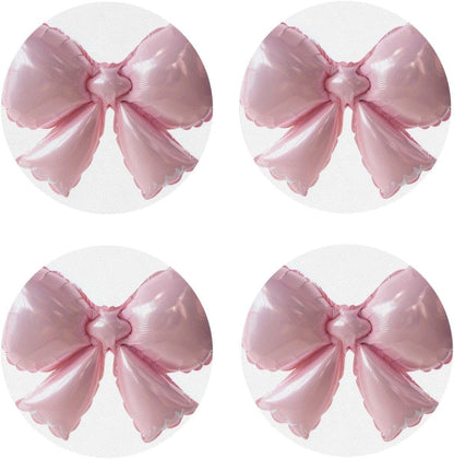 Light Pink Bow Balloon Drinks Coasters Set of 4 Leather Drink Coasters for Tabletop Protection Heat Resistant Bar Cup Mat Pad