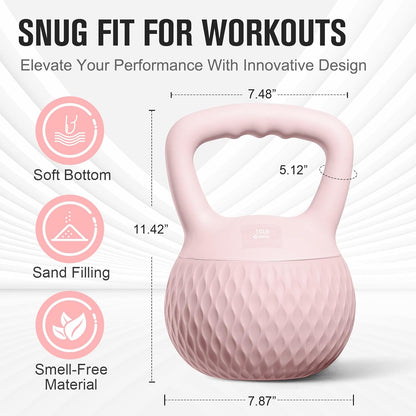 Soft Kettlebell, Kettlebells Cushioned Impact-Resistant Base and Anti-Slip Grip, Strength Training Kettle Bell for Women and Men, Home Workout