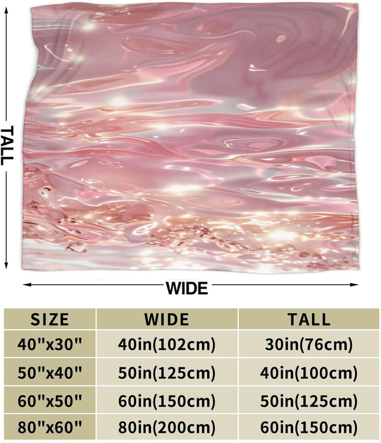 Pink Shiny Water Ripples Throw Blanket 80"X60" All Season Cover Ultra Soft Fleece Fuzzy Fannel Blankets for Couch,Bed Living Room Travel & Home Decor