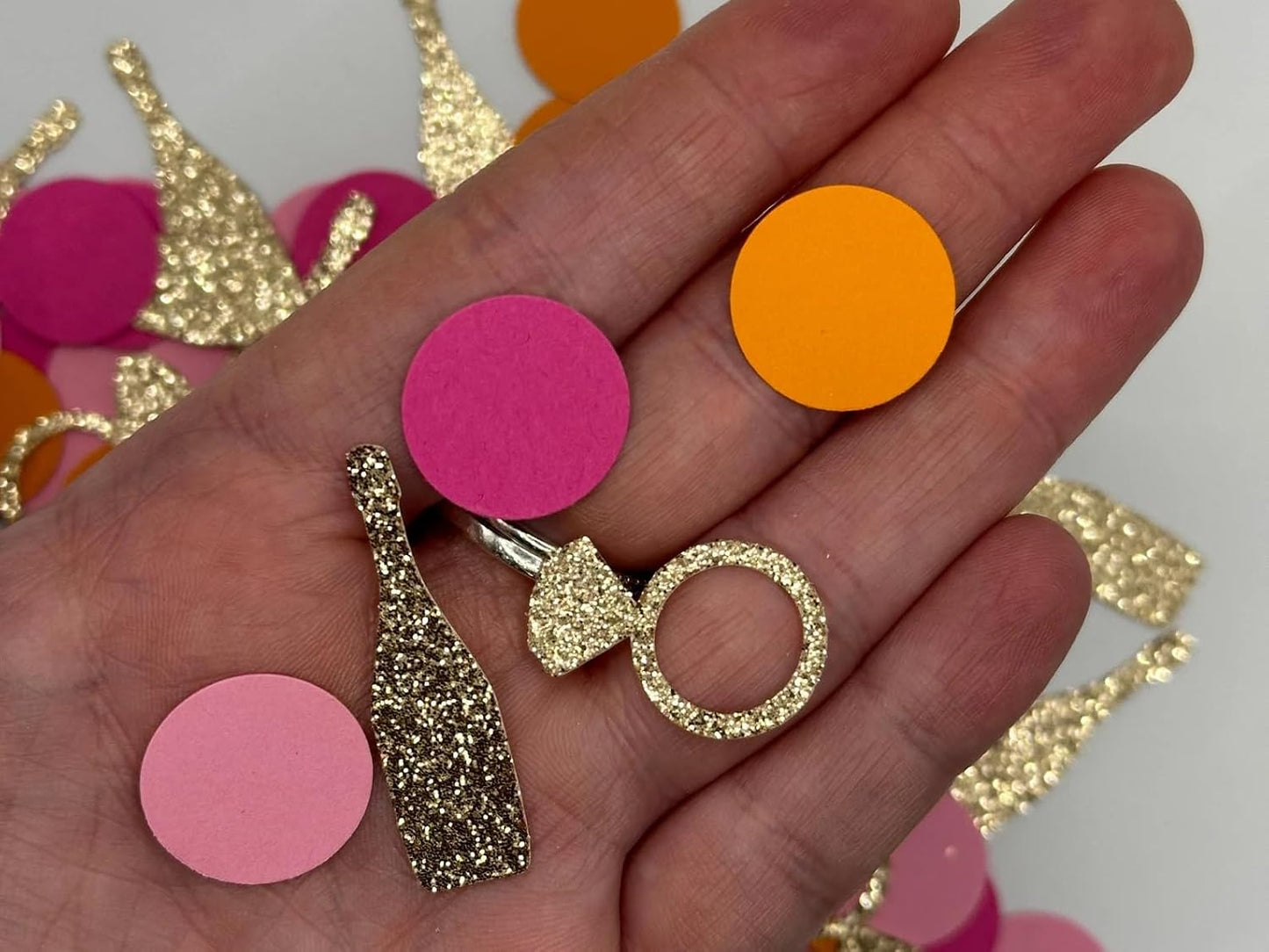 100PCS Veuve Before Vows Table Confetti,Bachelorette Party Table Decoration,Diamond Champagne Pink Rose Red Orange Round Confetti for Wedding Table Confetti, Bridal Bachelor Shower