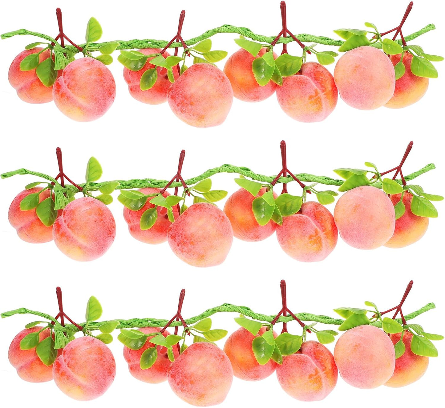 Luxshiny 3Pcs Artificial Peach Hanging Pendants 19.68In Faux Lifelike Simulation Fruit Strings for Home Kitchen Decor Photo Props