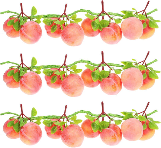 Luxshiny 3Pcs Artificial Peach Hanging Pendants 19.68In Faux Lifelike Simulation Fruit Strings for Home Kitchen Decor Photo Props