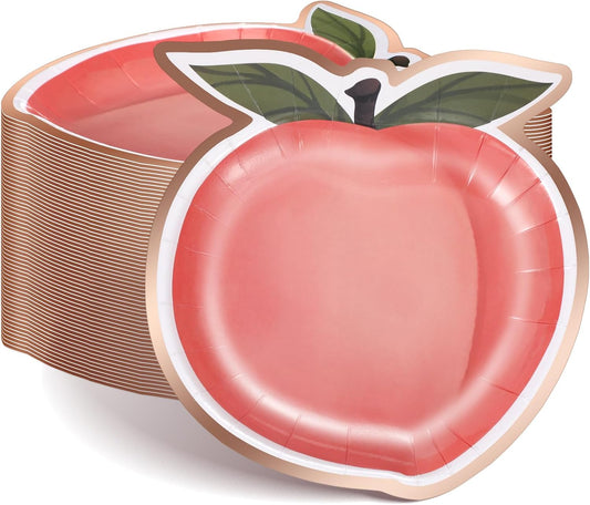 Zhehao 100 Pcs Peach Paper Plates Bulk Peach Party Decorations 7" Disposable Paper Plates for Tableware Peach Fruit Party Supplies Peach Themed Party Decorations Birthday Baby Shower Supplies