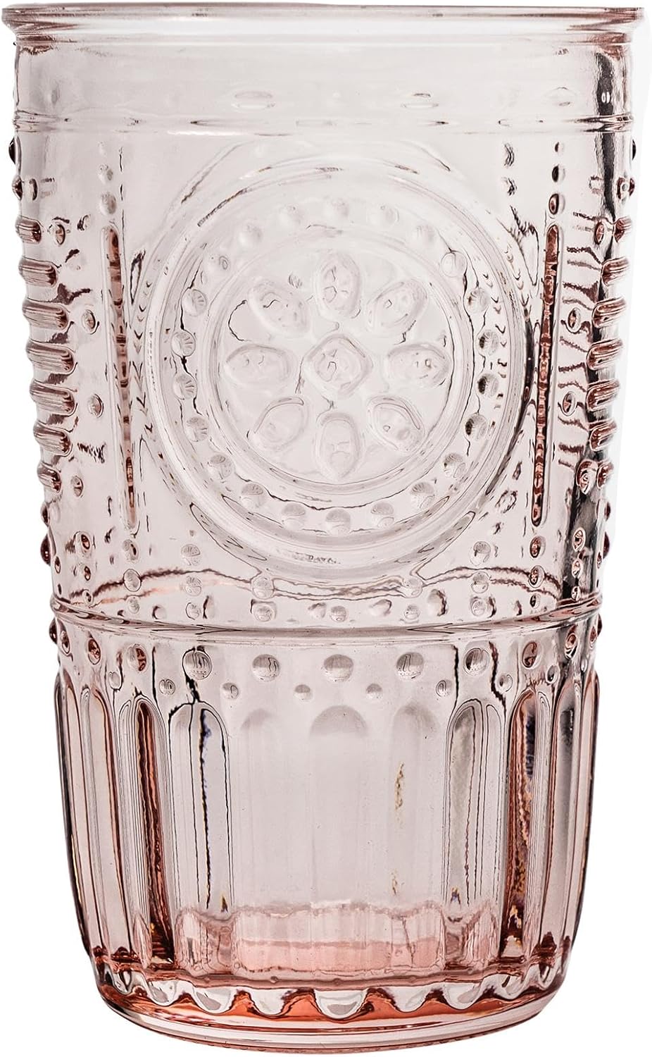 Bormioli Rocco Romantic Set Of 4 Tumbler Glasses, 11.5 Oz. Colored Crystal Glass, Cotton Candy Pink, Made In Italy.