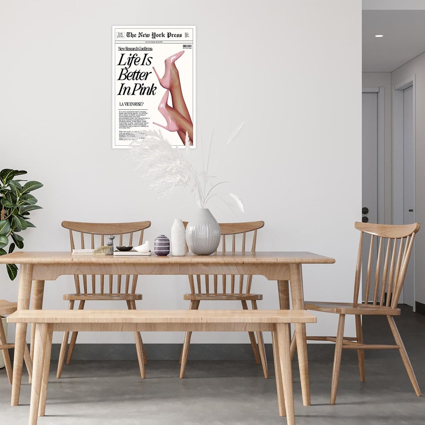 Trendy Baby Pink Poster Funny 70s Posters The New York Press Wall Art Life Is Better in Pink Hot Girl Canvas Prints Preppy Aesthetic Decor for Cool Girly Bedroom Room Home Dorm 8x12inch Unframed