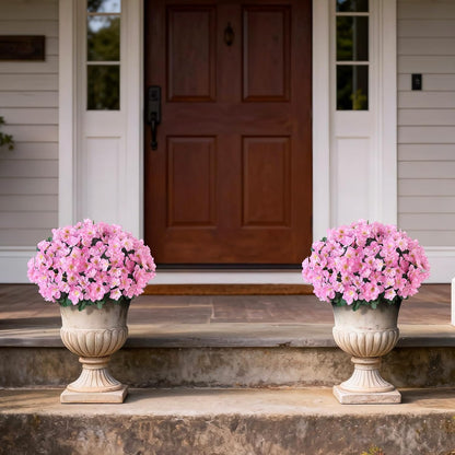 YXZZWL Set of 2 Artificial Azalea Flower Topiary Trees - Fake Silk Flower Potted Plants, Sun-Resistant Faux Outdoor Azalea Bushes for Front Door, Garden, Yard, Farmhouse Decor (Pink)