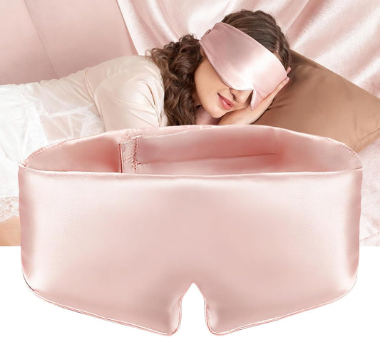 3D Silk Sleep Mask, Ultra Light and Soft Eye Mask for Side Sleeper, 22 Momme Mulberry Silk Eye Cover for Women and Men (Pale Pink)