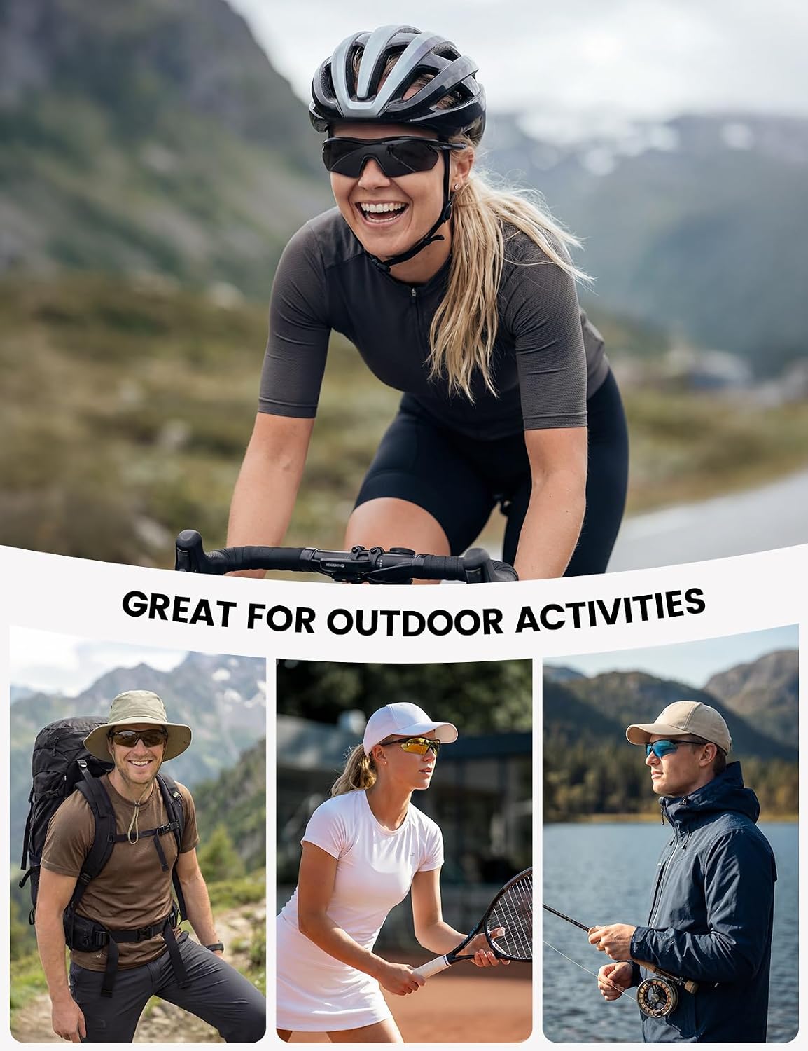 Lamicall 22g Polarized Sports Sunglasses - Lightweight UV400 Protection Men Women Sun Glasses for Running Baseball