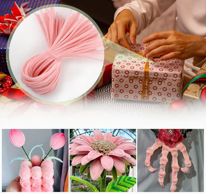 TOAOB 100pcs Long Pipe Cleaners Peach Pink Overlength Chenille Stems 24 Inch Fuzzy Sticks Craft Supplies for DIY Art Craft Projects Home Decorations