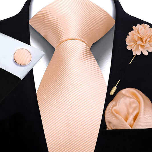 Alizeal Mens Premium 6 Pcs Ribbed Tie Set Bow Tie Cufflinks Boutonniere Tie Clip for Formal Occasions