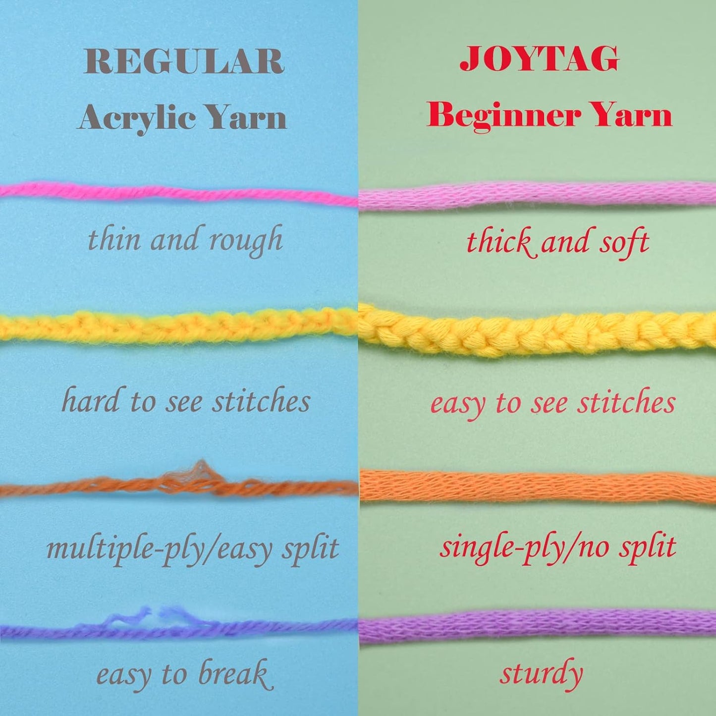 3 Pack Rainbow Beginners Crochet Yarn Pink Purple Cotton Crochet Yarn for Crocheting Knitting Beginners with Easy-to-See Stitches Cotton-Nylon Blend Crochet Yarn for Beginners Crochet Kit(3x50g)
