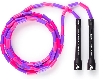 Elite Jumps Beaded Kids Jump Rope, Adjustable | Shatterproof segmented beads. Tangle-free and lightweight. Fun fitness and outdoor play for kids.