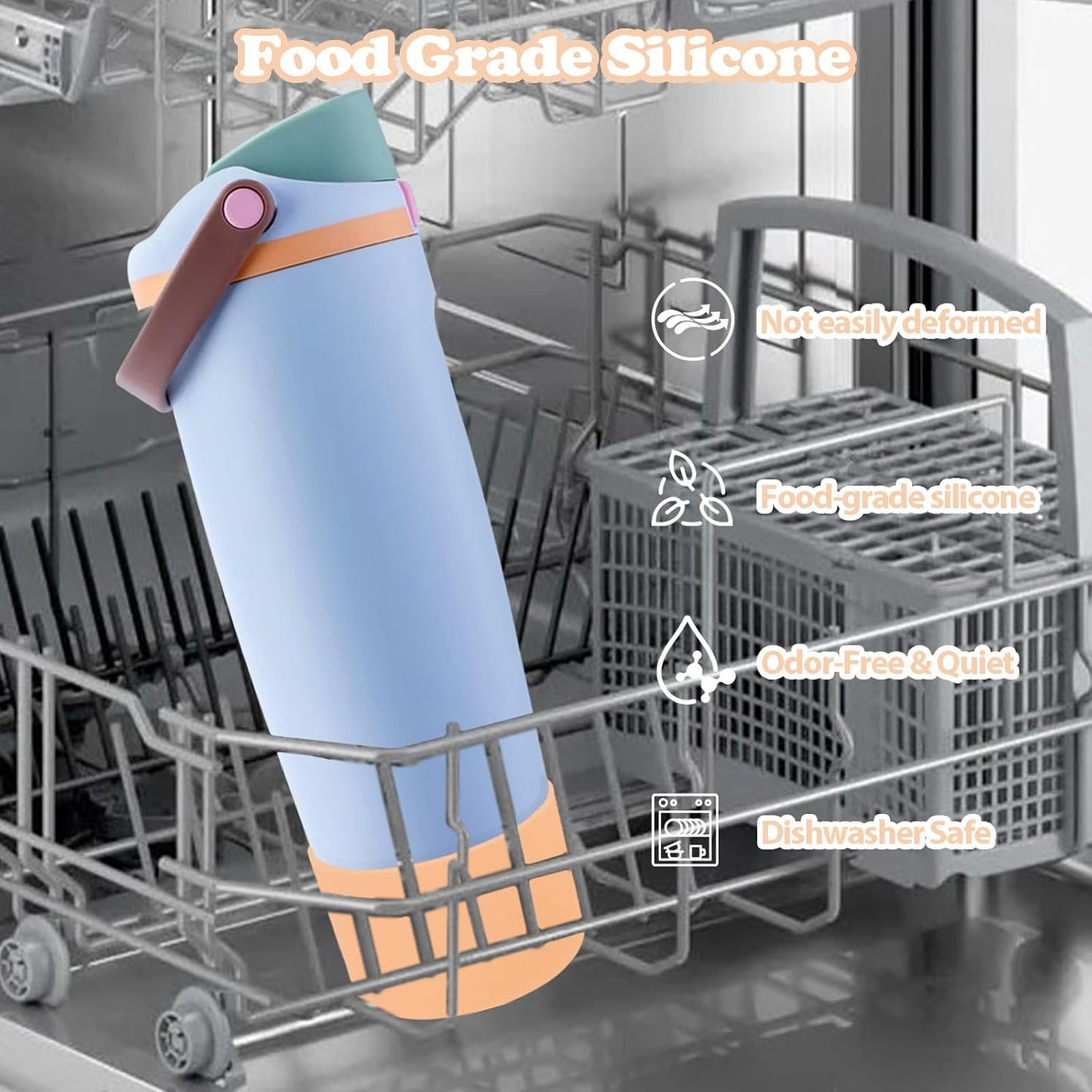 Silicone Boot for Owala 30oz & 40oz FreeSip Sway Bottles & Tumblers - Non-Slip, Scratch-Resistant, Stability Enhancer, Available in 12 Colors (Opal Dream Peach)