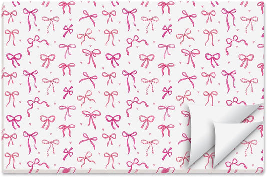 Lillian Vernon Pink Bows Paper Placemat Pad, 24 Sheets Included, 11" x 17", Printed in The USA, Great for Dining, Parties, and Holiday Events