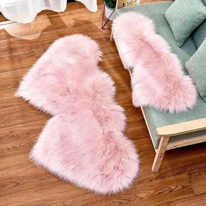 Heart Shaped Rug, Faux Fur Rug Fluffy Door Mat for Home Room Bedroom Decor, 12 x 16 Inch Pink 1