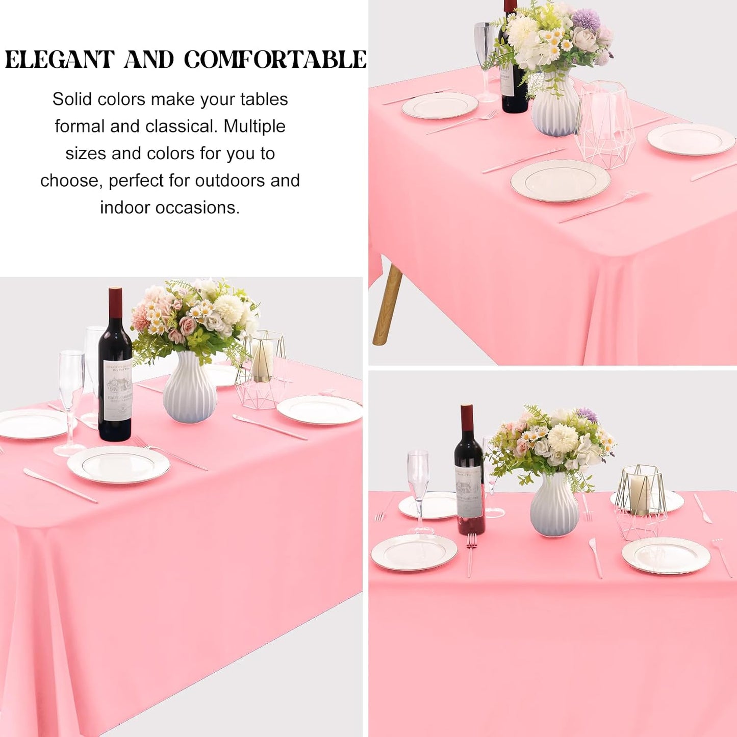 4 Pack Rectangle Tablecloth 60x102 Inch Pink Washable Polyester Table Cover for Wedding Dining Table Buffet Parties Banquet Decoration（Pink）