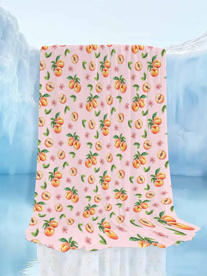 Cooling Blankets for Hot Sleepers Summer Peaches on Pink Background Lightweight Summer Throw, Watercolor Flower Soft Blanket with Cold Effect for Couch Sofa Bed Office,30x40in