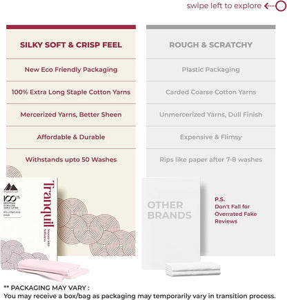 Mayfair Linen Egyptian Cotton Pillow Case Queen Size - Luxury 800 Series High Thread Count Pillowcases Set of 2 (Blush), Soft Cooling & Breathable Hotel Quality Pillowcases - Tranquil Collection