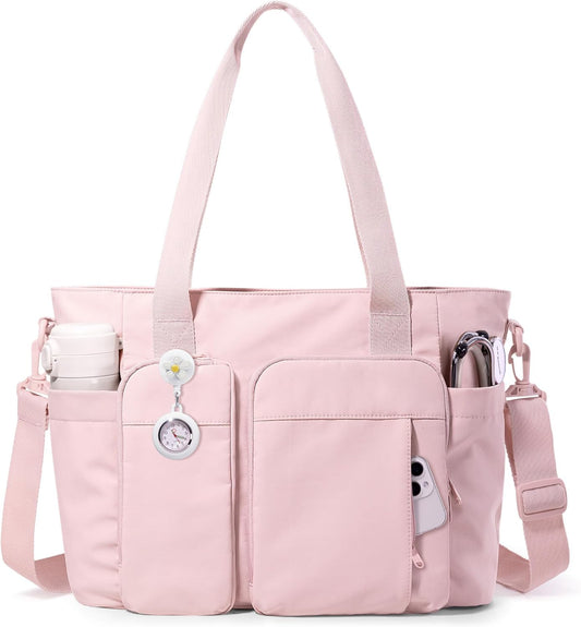 Marscamd Nurse Tote Bag with Crossbody Strap, 9-Pocket Clinical Bag for Nursing Students