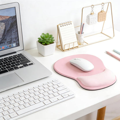 Ergonomic Mouse Pad with Wrist Rest - Mousepad with Gel Wrist Support and Non-Slip PU Base for Pain Relief - for Computer, Laptop, Office & Home (Pink)