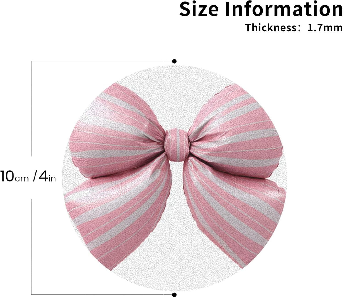 Light Pink Bow Balloon Candy Stripe Pattern Drinks Coasters Set of 4 Leather Drink Coasters for Tabletop Protection Heat Resistant Bar Cup Mat Pad