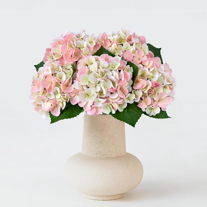 ZYTUYO 5PCS Light Pink Hydrangea Artificial Flowers Small Fake Latex Real Touch Hydrangeas Flowers with Stems Faux Silk Bouquet for Home Decor Table Wedding Party Outdoor Centerpieces