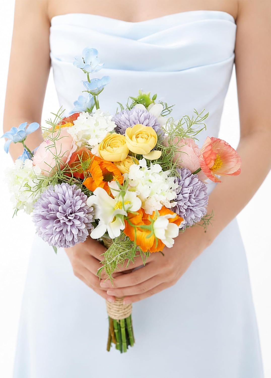 Rinlong Pastel Bridesmaid Bouquet for Wedding, Prom, Homecoming | Silk Bridal Bouquet, Destination Friendly