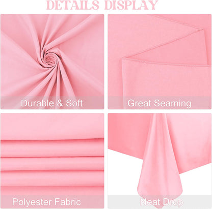 4 Pack Rectangle Tablecloth 60x102 Inch Pink Washable Polyester Table Cover for Wedding Dining Table Buffet Parties Banquet Decoration（Pink）