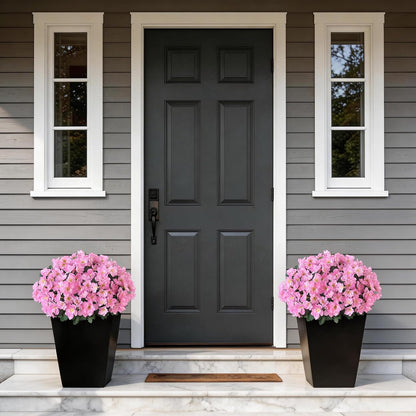 YXZZWL Set of 2 Artificial Azalea Flower Topiary Trees - Fake Silk Flower Potted Plants, Sun-Resistant Faux Outdoor Azalea Bushes for Front Door, Garden, Yard, Farmhouse Decor (Pink)