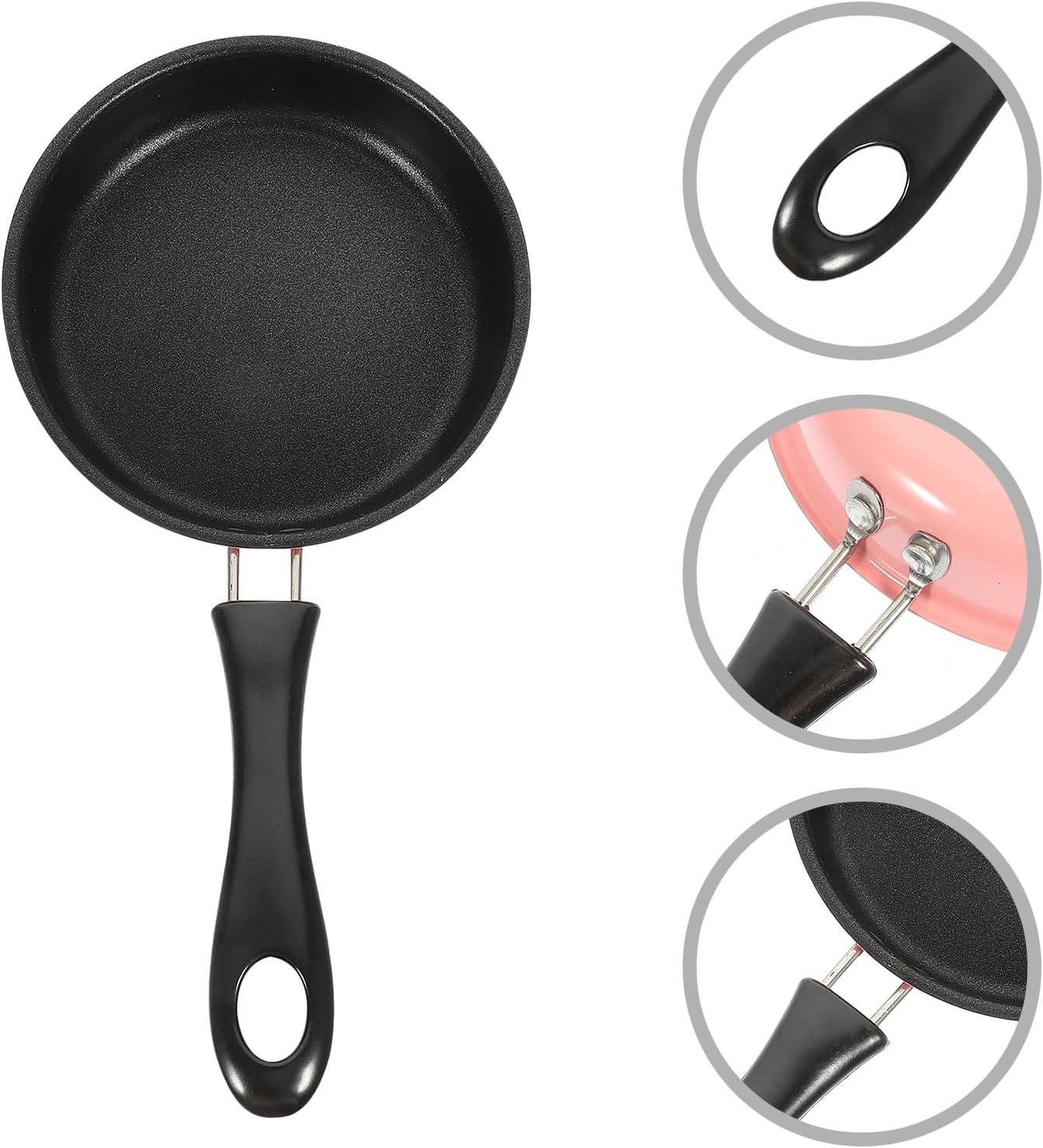 VANZACK Nonstick Mini Frying Pan Small Egg Fryer Skillet Pink Induction Compatible Lightweight Cookware for Breakfast and Home Cooking