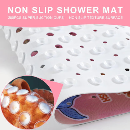 XIYUNTE Baby Bath Mat for Tub Non Slip Kids Bath Mat - 40"x16" Extra Long Bathtub Mat Non Slip Kids, Eco-Friendly Toddler Bath Mats with Suction Cups for Secure Grip, Easy to Clean & Easy Drying