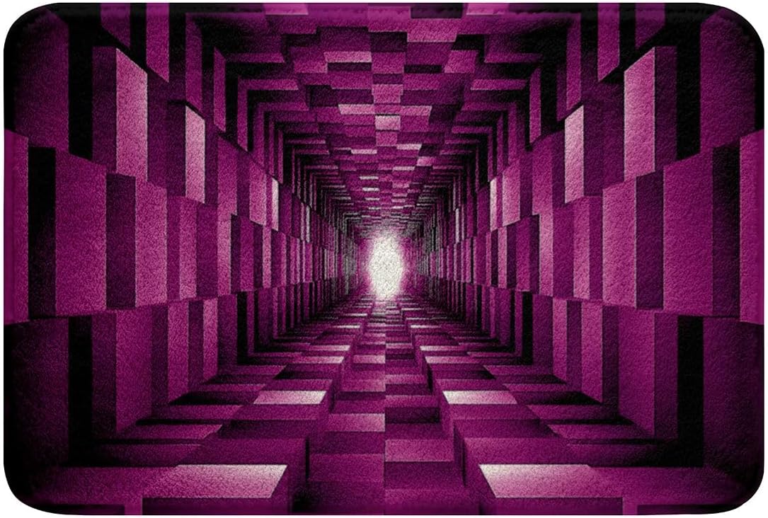 Feelyou Pink Checkered Bathroom Rugs Microfiber 16"x24" Light Geometric Bath Mats Non-Slip Abstract Plaid Bathroom Accessories Floor Doormats Soft Door Mat