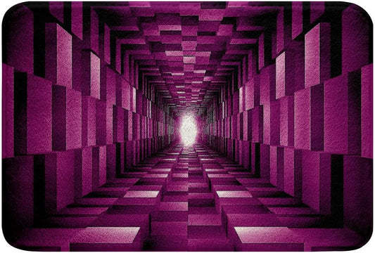 Feelyou Pink Checkered Bathroom Rugs Microfiber 16"x24" Light Geometric Bath Mats Non-Slip Abstract Plaid Bathroom Accessories Floor Doormats Soft Door Mat
