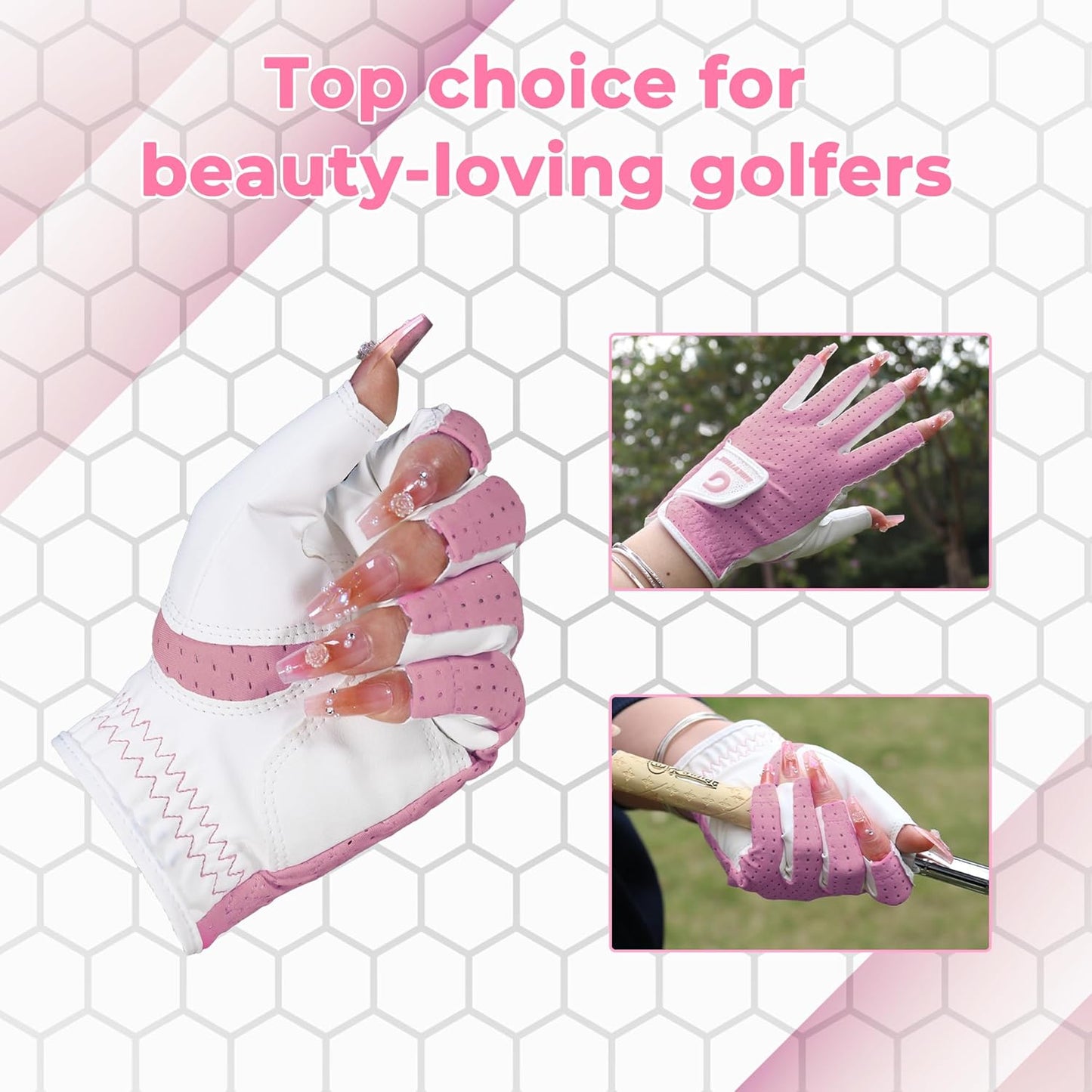 AIGEVTURE Womens Golf Gloves Ladies Golf Gloves Breathable Yoga Mesh Back for Fashion Conscious Golfers