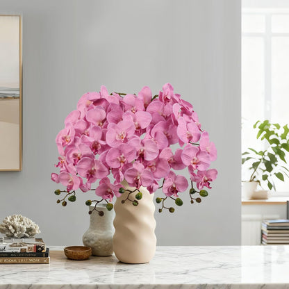 IPOPU 40.16" Pink Orchid Artificial Flowers 5PCS Fake Silk Orchids Faux Orchid Stems Phalaenopsis Branches for Tall Vase for Bridal Shower Home Party Wedding Decoration (Pink)