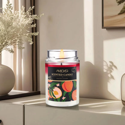 Scented Soy Candles, Aromatherapy Jar Candle for Home, Long Lasting with 70 Hour Burn Time 11oz, Gifts Soy Candles Scents of Peach & Lychee