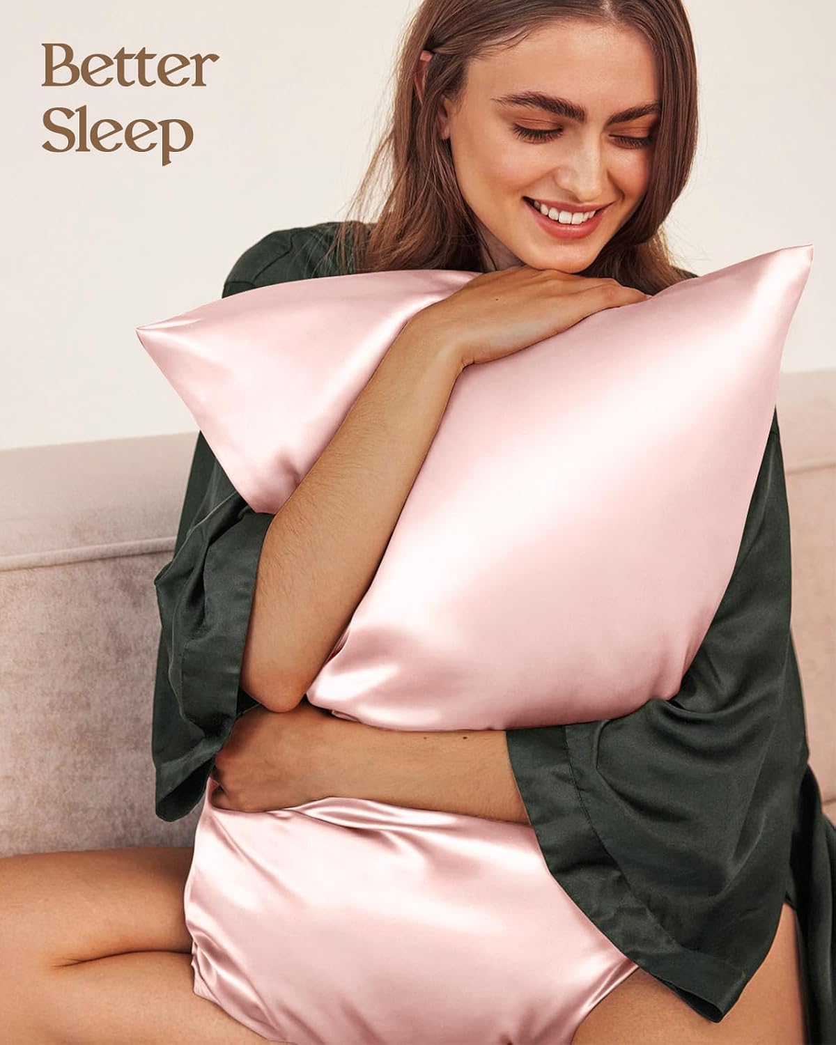 Miss Adola Silk Pillowcase 2 Pack - Pillow Cases Queen Set of 2 Size 20" x 30" for Hair and Skin Smooth Soft Breathable with Hidden Zipper Cooling Pillow Covers for Sleeping Women, Coral