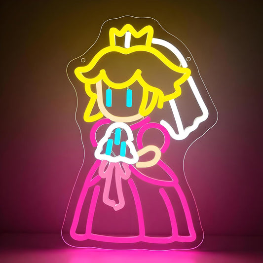 Princess Neon Sign for Wall Decor Dimmable Peach Neon Light for Bedroom Game LED Light for Girls Nursery Living Room Cute Fairy Tale Princess Decor Birthday Gift for Kids Size14.3 * 9.4In (P319)