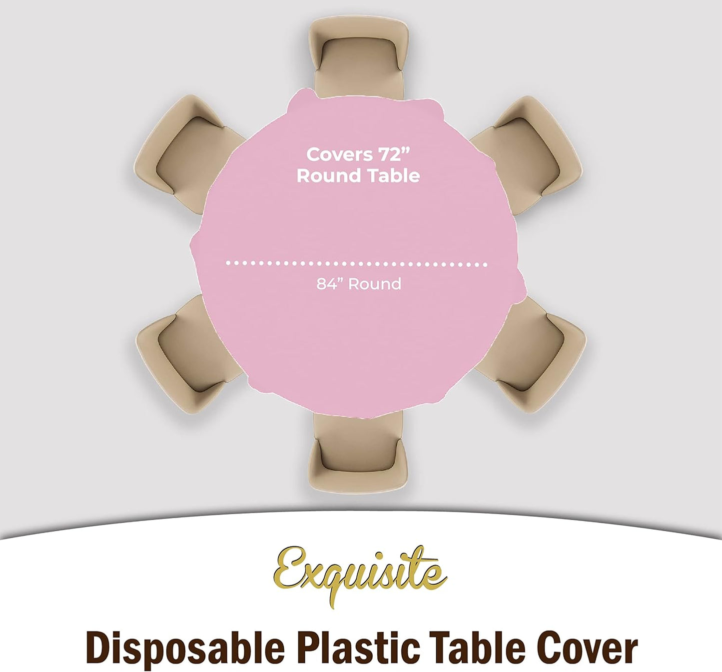 Exquisite Party Solids Pink Round Plastic Tablecloth - 84 Inch, 4 Pack