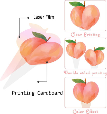 Peach Cupcake Toppers Birthday Party Decorations 48PCS Peach Cupcake Picks Sweet Peaches Fruits Cake Decor for One Sweet Summer Baby Shower Supplies