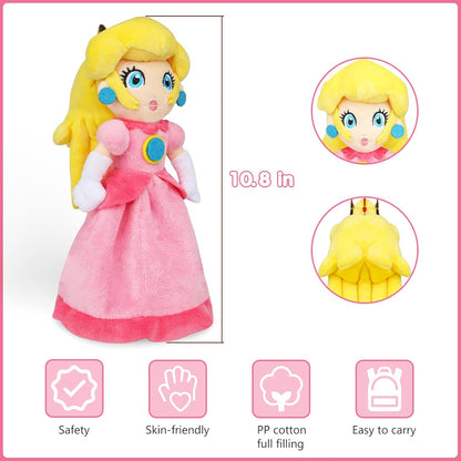 Princess Peach Plush Toy - 10 Inch Soft Princess Peach Doll, Plush Toy Stuffed Character Collection, Gift for Kids Girls Movie Fans