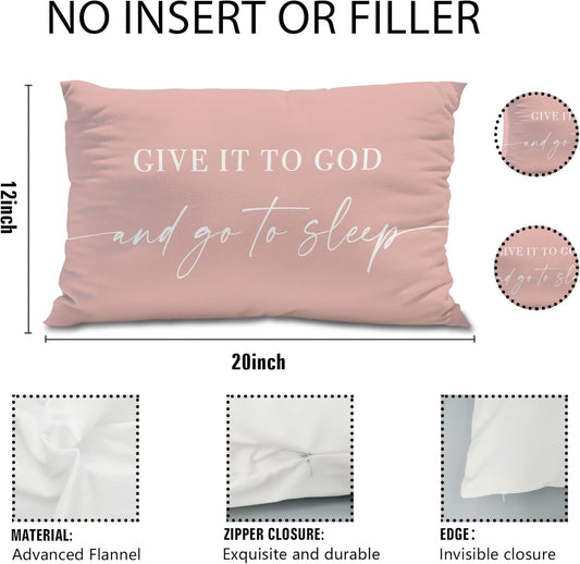 Knibeo Give It to God and Go to Sleep, Decorative Pillows Cover for Bed, Throw Pillows Cover for Bed,12x20 Inch Pillow Case,Decorative Bed Pillows Cover for Bedroom Room(12x20,Pink)