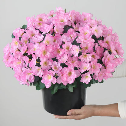 YXZZWL Set of 2 Artificial Azalea Flower Topiary Trees - Fake Silk Flower Potted Plants, Sun-Resistant Faux Outdoor Azalea Bushes for Front Door, Garden, Yard, Farmhouse Decor (Pink)