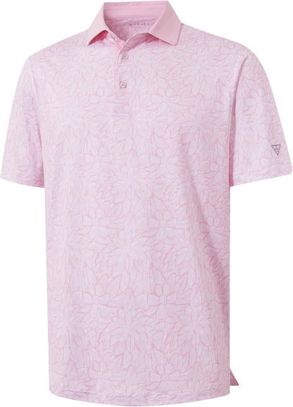 M MAELREG Golf Shirts for Men Short Sleeve Print Patterns Moisture Wicking Performance Lightweight Collared Mens Polo Shirts