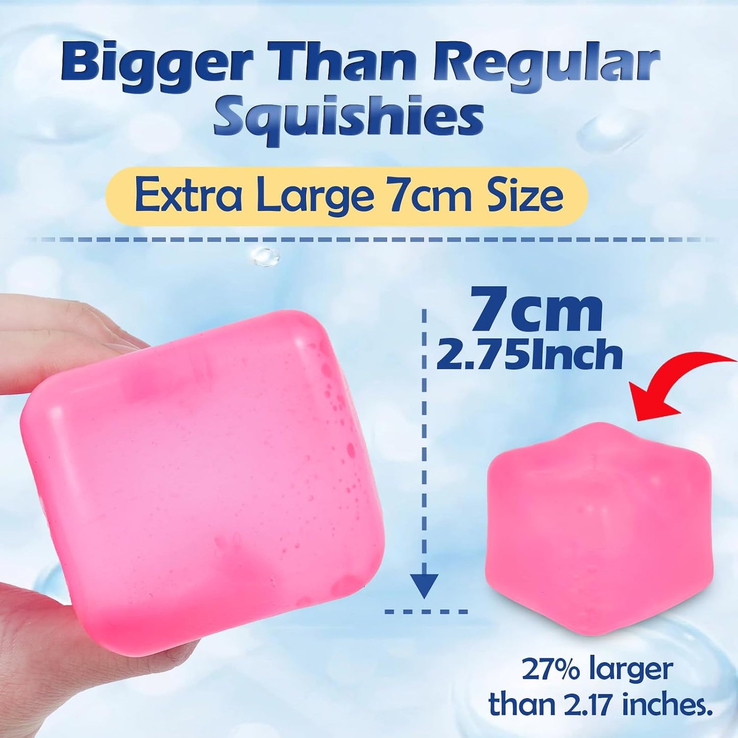 Adult-Size 2.76inch/7cm Stress Cube – Larger Than Mini Squishy Cubes, Slow-Rise Sensory Fidget for Stress Relief, Focus & Light Hand Exercise – Safe for Ages 3+ (Pink)