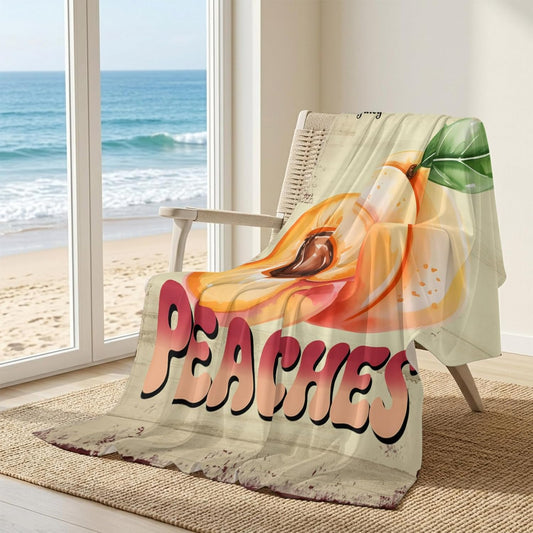 Cooling Blanket for Hot Sleepers, Farmhouse Peaches Vintage Style Lightweight Cold Summer Blanket for Night Sweats, Country Fruit Wood Texture Breathable Soft Cool Blankets for Sofa Office 40x60in