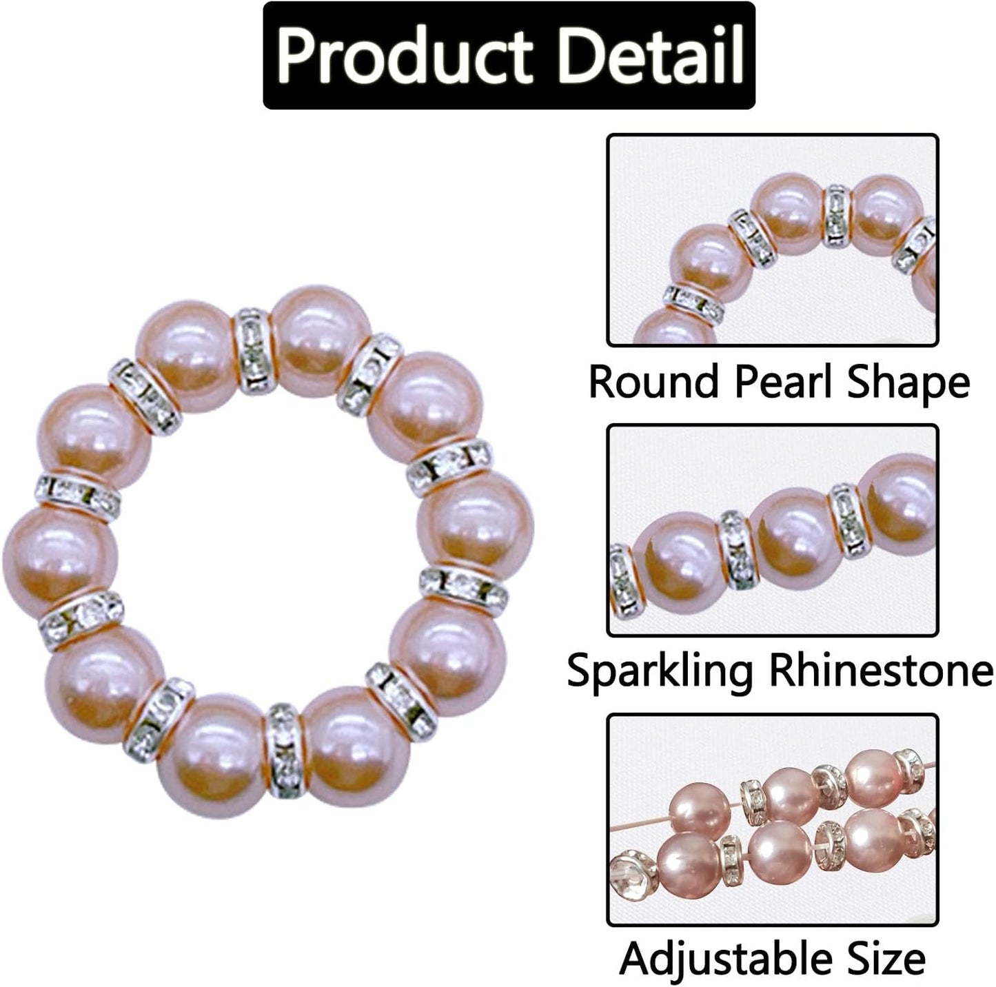 6 PCS Pearl Napkin Rings Stretched Beaded Table Napkin Holder for Christmas Birthday Wedding Anniversary Dinning Party Decor